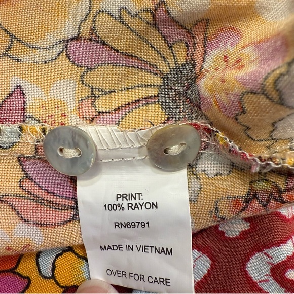 Fig & Flower Paisley Floral Blouse 3/4 Sleeve Women’s Large - Picture 11 of 12